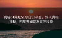 网曝51网址51今日51平台，惊人真相揭秘，明星丑闻网友直呼过瘾
