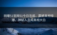 网曝51官网51今日丑闻，震撼真相惊爆，神秘人丑闻真相大白