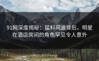 91网深度揭秘：猛料风波背后，明星在酒店房间的角色罕见令人意外
