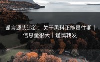谣言源头追踪：关于黑料正能量往期｜信息量很大｜谨慎转发