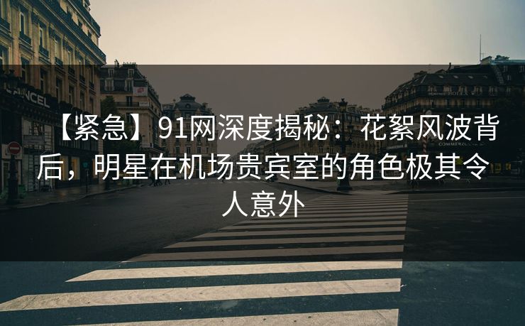 【紧急】91网深度揭秘：花絮风波背后，明星在机场贵宾室的角色极其令人意外