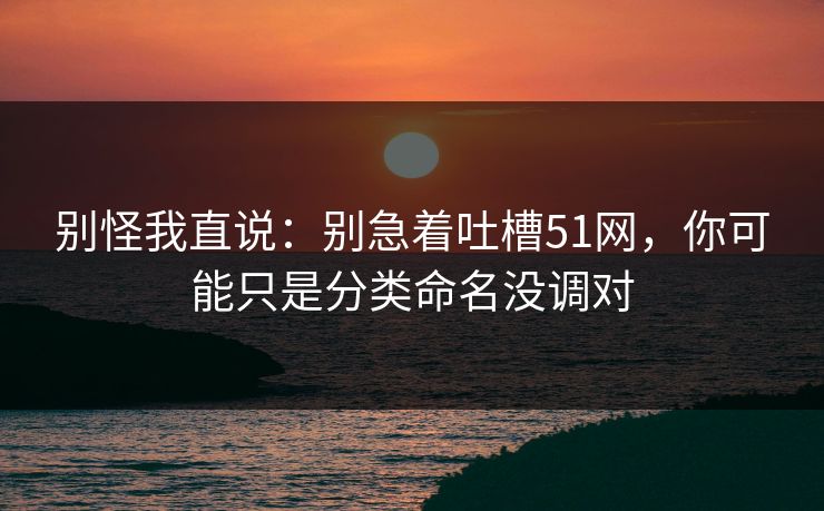 别怪我直说：别急着吐槽51网，你可能只是分类命名没调对
